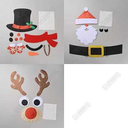 3Ensembles d'autocollants de porte en tissu feutré à thème de Noël, autocollants muraux décoratifs