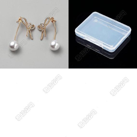 1Par de pendientes de aleación con microengaste de circonitas cúbicas transparentes, con abalorios de rhinestone, lazo