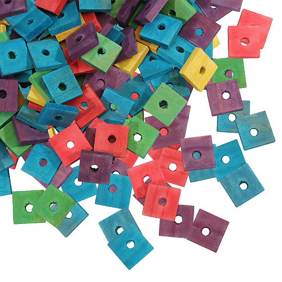 140Деревянные европейские бусины шт., квадратные бусины с большими отверстиями