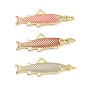 Brass Enamel Pendants, Fish Charms, Cadmium Free & Lead Free, Rack Plating, Long-Lasting Plated, Real 18K Gold Plated