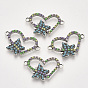 Соединители звеньев сплава, cmолой, сердце с бабочкой, античное серебро
