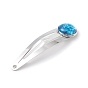 Iron Snap Hair Clips, with Half Round/Dome with Fish Scale Pattern Glass Cabochons for Woman Girls, Platinum