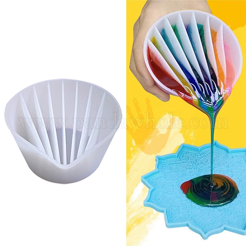 China Factory Reusable Split Cup for Paint Pouring, Silicone Cups for Resin  Mixing, 8 Dividers, Shell Shape 108.5x92x55mm, Inner Diameter:  12~19x82~100mm in bulk online 