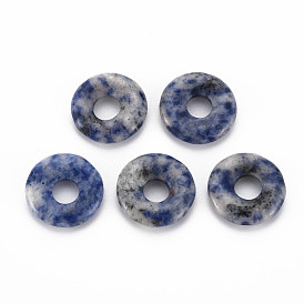 Natural Blue Spot Jasper Pendants, Donut/Pi Disc