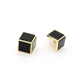 Minimalist Geometric Black Square Stud Earrings for Women - Retro Cool and Edgy Fashion Jewelry