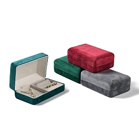 Rectangle Iron Covered with Velvet Jewelry Set Storage Boxes, Travel Portable Jewelry Case, for Necklaces, Rings, Earrings and Pendants