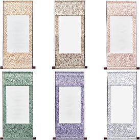 6шт 6 стиль полиэстер вертикальный окрашенный свиток, с деревянной палкой, рисовая бумага и шнуры, прямоугольные