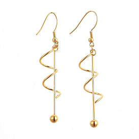 Ion Plating(IP) 304 Stainless Steel Dangle Earrings, Twisted