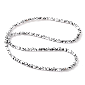 Round & Cube Synthetic Non-magnetic Hematite Beaded Necklaces, with Alloy Screw Clasps, Platinum Plated