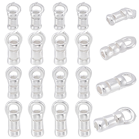 20Stück 4Stile 925Kordelenden aus Sterlingsilber, Kolumne, mit Schlaufen & 1 doppelseitigem Wildledertuch, Silberputztuch
