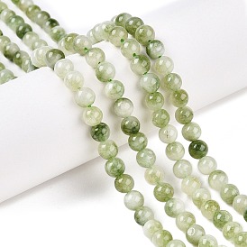 Teints naturels blanches perles de jade brins, deux tons, ronde