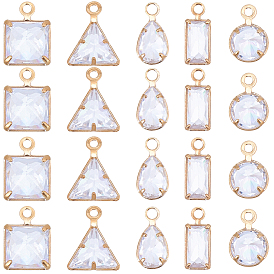 30 шт 5 стили латунные подвески из кубического циркония, золотой свет