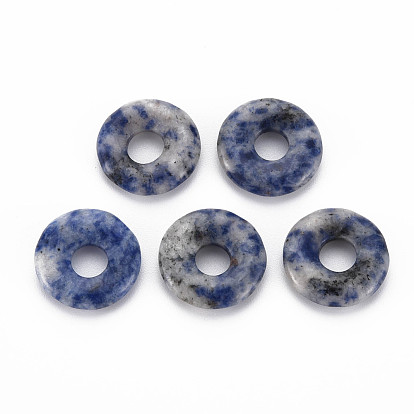 Natural Blue Spot Jasper Pendants, Donut/Pi Disc