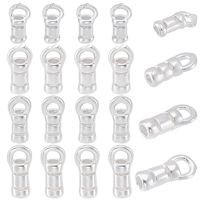 20Stück 4Stile 925Kordelenden aus Sterlingsilber, Kolumne, mit Schlaufen & 1 doppelseitigem Wildledertuch, Silberputztuch