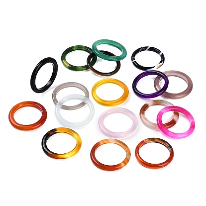 Кольца из окрашенного и нагретого натурального полосатого агата/полосатого агата для женщин