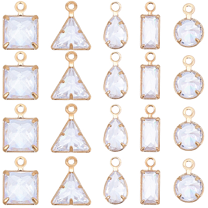 30 шт 5 стили латунные подвески из кубического циркония, золотой свет