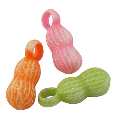Opaque Craft Style Acrylic Peanut Pendants, 20x8mm, Hole: 3mm, about 830pcs/500g