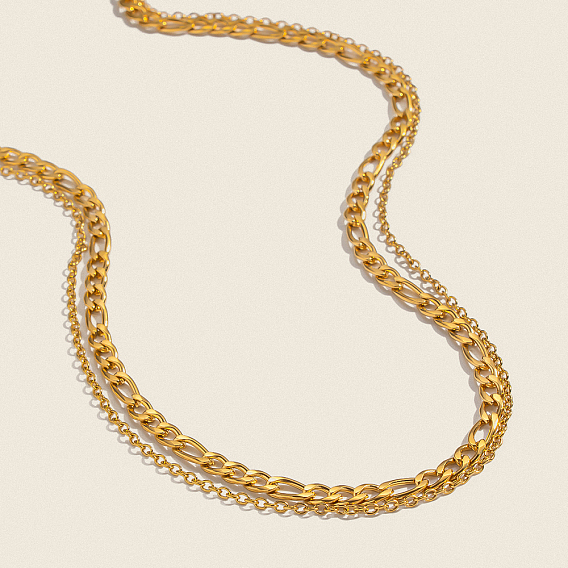 Минималистичный 304 цепочка Фигаро из нержавеющей стали, двухслойные ожерелья с цепочкой-кабелем