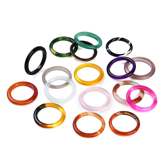 Кольца из окрашенного и нагретого натурального полосатого агата/полосатого агата для женщин