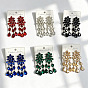 Alloy Rhinestone Flower Teardrop Stud Dangle Earrings for Women, Golden