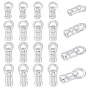 20pcs 4 styles 925 extrémités de cordon en argent sterling, colonne, avec boucles et 1 chiffon à polir l'argent en tissu suédé double face