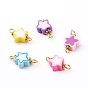 Star Polymer Clay Links Connectors, with 304 Stainless Steel Eye Pins, Alloy Daisy Spacer Beads, Golden