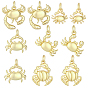 10 pcs 5 styles pendentifs en laiton, breloques animaux marins, sans cadmium et sans plomb, crémaillère plaquage, plaqué longue durée, avec anneau de saut