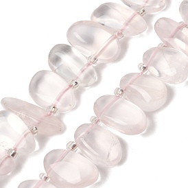 Natural aumentó de perlas de cuarzo hebras, pepitas, con granos de la semilla, superior perforado, piedra caída