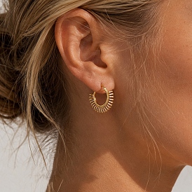 Brass Micro Pave Clear Cubic Zirconia Hoop Earrings for Women, Fan