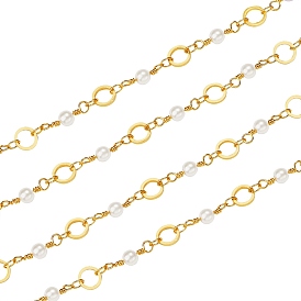 Латунная цепочка из бисера ручной работы, с круглыми стеклянными шариками, долговечный, пайки, кольцо