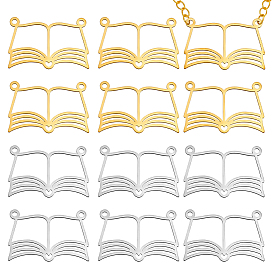 12 шт. 2 цвета 201 подвески из нержавеющей стали, лазерная резка, книжное очарование