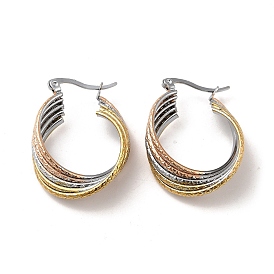 Tricolor 304 Stainless Steel Overlapping Circles Hoop Earrings for Women