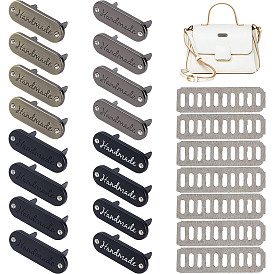 16 Sets 4 Farben Legierung Kristall Strass handgefertigt Etiketten Anhänger, mit Shim, zur Taschenherstellung, ellipsenförmige