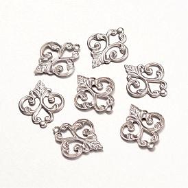 316 филигранные подвески из хирургической нержавеющей стали, цветок, 15.5x13x1 мм, отверстие : 3 мм