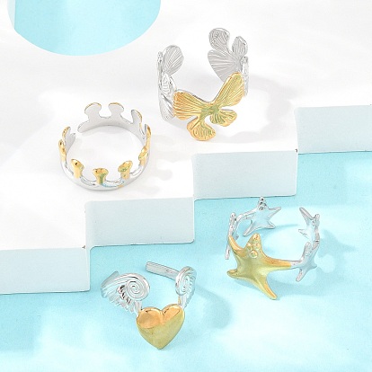 304 открытые кольца манжеты из нержавеющей стали, золотые и нержавеющая сталь цвет