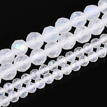 Нити из натуральных кварцевых бусин с цветным покрытием, горного хрусталя, граненый стол ограненный круглый