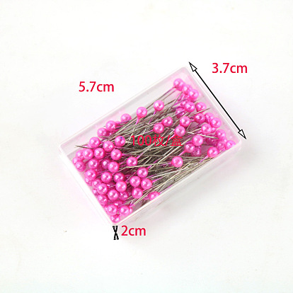 Boxed colored pearlescent needles nickel-plated bead needles DIY clothing positioning pins 100 pieces 1 box