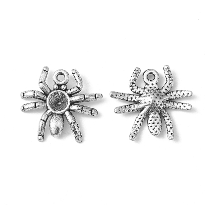 Halloween Jewelry Tibetan Style Alloy Pendants, Cadmium Free & Lead Free, Spider, about 17.5mm long, 19mm wide, 3mm thick, hole: 1.5mm