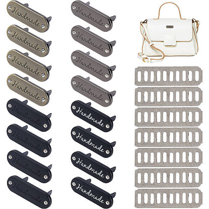 16 Sets 4 Farben Legierung Kristall Strass handgefertigt Etiketten Anhänger, mit Shim, zur Taschenherstellung, ellipsenförmige