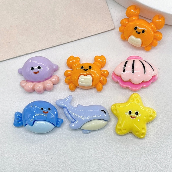 Кабошоны из непрозрачной смолы на тему океана, разнообразные, для изготовления ювелирных изделий