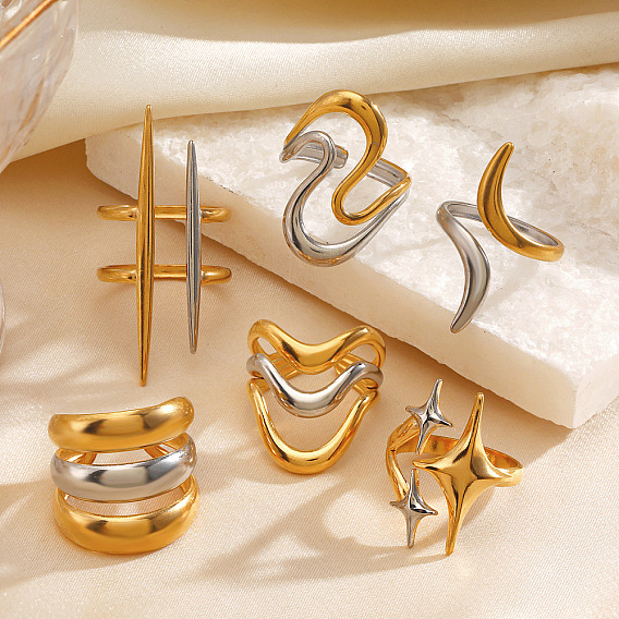 304 открытые кольца манжеты из нержавеющей стали, золотые и нержавеющая сталь цвет