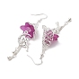 3 Pairs Alloy & Brass & Acrylic Dangle Earrings, Fairy & Flower Long Drop Earrings