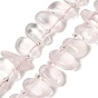 Natural Rose Quartz Beads Strands, Nuggets, with Seed Beads, Top Drilled, Tumbled Stone