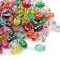 Plating Transparent Acrylic Beads, Silver Metal Enlaced, Oval