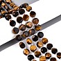 Природных тигровый глаз бисер нитей, плоско-круглые, граненые, с бисером