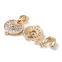Rack Plating Brass Pave Clear Cubic Zirconia Fold Over Clasps, Flat Round, Cadmium Free & Lead Free, Long-Lasting Plated