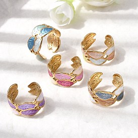 304 открытые манжеты из эмалированной нержавеющей стали, широкие кольца для женщин, золотые