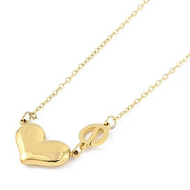 Ion Plating(IP) 304 Stainless Steel Heart Pendant Necklaces for Women