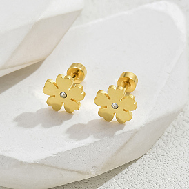 Fashionable Stainless Steel Flower Stud Earrings for Women, Prevent Earlobe Dropping.