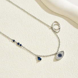 Ожерелье с подвеской из латуни с микропаве и кубическим цирконием для женщин, злые глаза